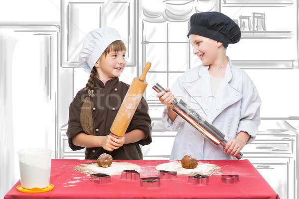 Children making christmas gingerbread Stock photo © svetography