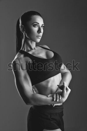 Gyönyörű fitt lány sport melltartó rövidnadrág Stock fotó © svetography