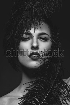 Lány sötét ajkak gyönyörű fiatal nő piros ajkak Stock fotó © svetography
