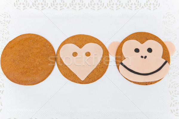 Monkey shape ginger cookie Stock photo © svetography