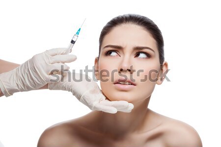 Mädchen Schmerzen Injektion schönen Gesicht Stock foto © svetography