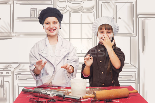 Children making christmas gingerbread Stock photo © svetography