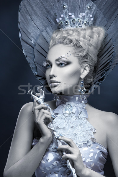 Retrato inverno rainha belo mulher jovem criador Foto stock © svetography