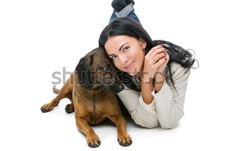 Genç yaş kız köpek güzel gülen Stok fotoğraf © svetography