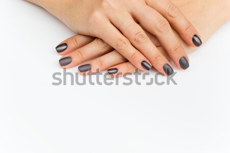 Kobieta ręce szary paznokcie manicure biały Zdjęcia stock © svetography
