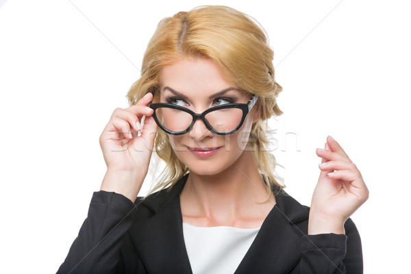 Stock photo: Beautiful business lady in glasses