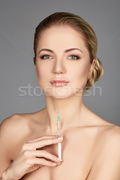美麗的姑娘 注射器 美麗 年輕女子 膠原 商業照片 © svetography
