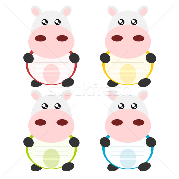 Zdjęcia stock: Cartoon · krowy · notatka · ilustracja · Uwaga · cute