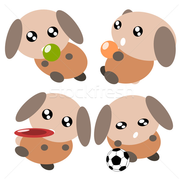 Foto stock: Cartoon · perro · ilustración · acción · emoción · jugando