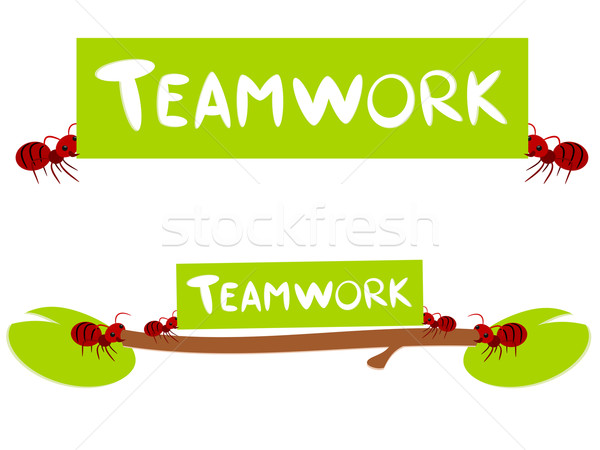 Roşu furnici munca în echipă ilustrare text simbol Imagine de stoc © sweetcrisis