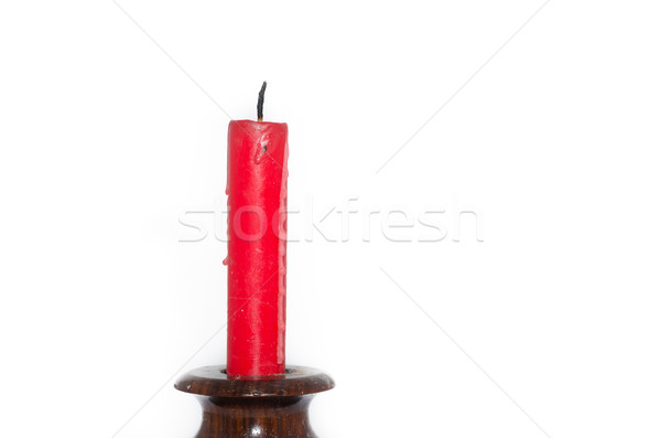 Rood kaars hout kandelaar witte brand Stockfoto © sweetcrisis