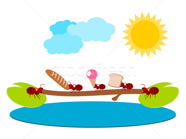 Roşu furnici alimente ilustrare munca în echipă Imagine de stoc © sweetcrisis