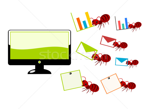 赤 アリ コンピュータ 実例 忙しい 重労働 ストックフォト © sweetcrisis