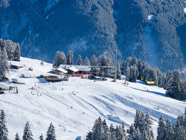 Stock foto: Skifahren · Steigung · Resort · Sport · Berg · Ski