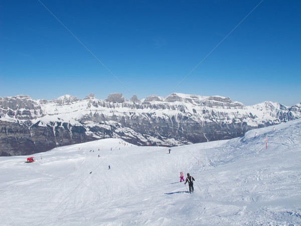 Stock foto: Skifahren · Steigung · Resort · Sport · Berg · Ski