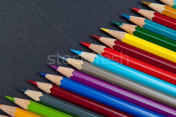 Color pencils isolated on black background close up Stock photo © szabiphotography