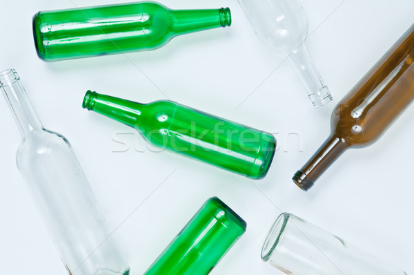 Glass bottles of mixed colors including green, clear white, brow Stock photo © szabiphotography