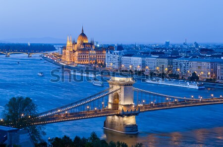 Foto stock: Budapeste · panorama · parlamento · cadeia · ponte · ver