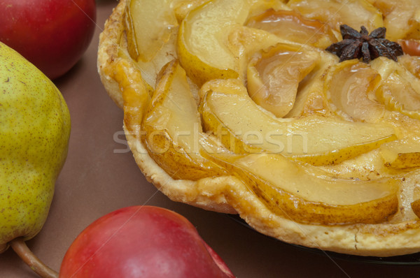 Tarte Tatin apple pear tart on brown background Stock photo © szabiphotography