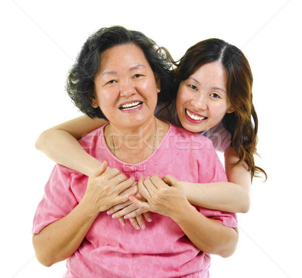 Stockfoto: Moeder · dochter · gelukkig · asian · senior · volwassen