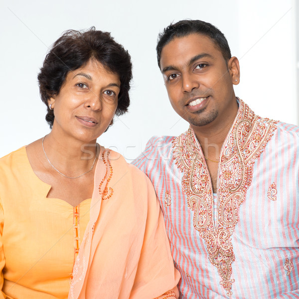 Indian famille mère fils portrait heureux Photo stock © szefei