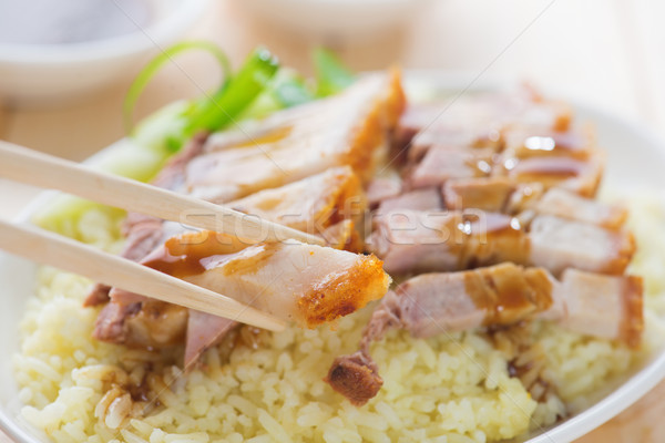 Siu Yuk - Chinese roasted pork rice Stock photo © szefei