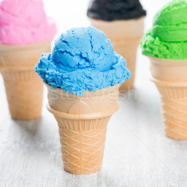 Different flavors ice cream cone Stock photo © szefei
