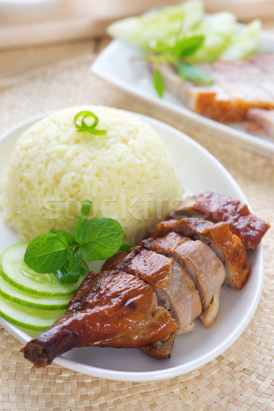 Roasted duck and roasted pork crispy siu yuk Stock photo © szefei