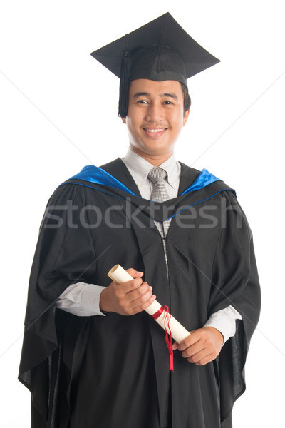 Stockfoto: Afstuderen · gelukkig · mannelijke · toga