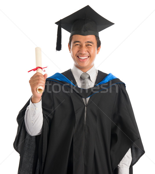 Foto stock: Graduação · cintura · para · cima · feliz