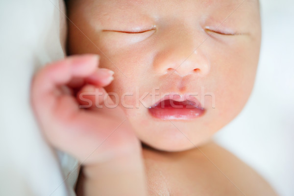 ázsiai új született baba alszik közelkép Stock fotó © szefei