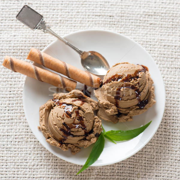 Close up top view chocolate ice cream  Stock photo © szefei