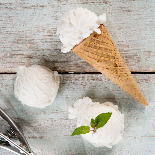 Stock photo: yoghurt ice cream cone 