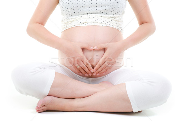 Dragoste femeie gravida luni gravidă burtă Imagine de stoc © szefei