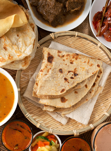 Indian maaltijd brood kerrie thee beroemd Stockfoto © szefei