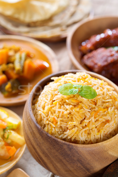 Rizs curry friss főtt basmati fűszer Stock fotó © szefei