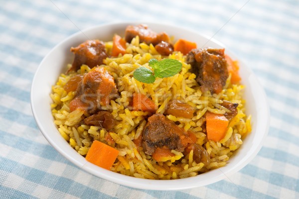 Foto stock: árabes · alimentos · carne · de · cordero · arroz · cocina