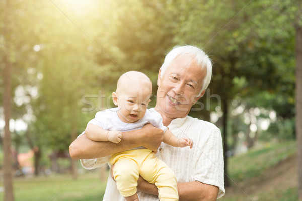 Grand-père petit-fils parc bébé extérieur asian [[stock_photo]] © szefei