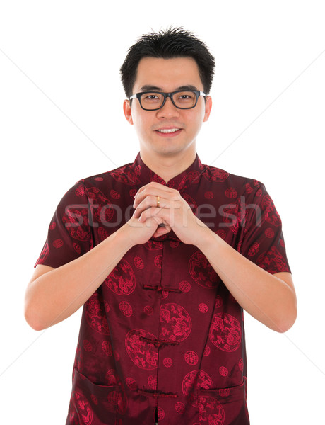 Chinese cheongsam male blessing Stock photo © szefei