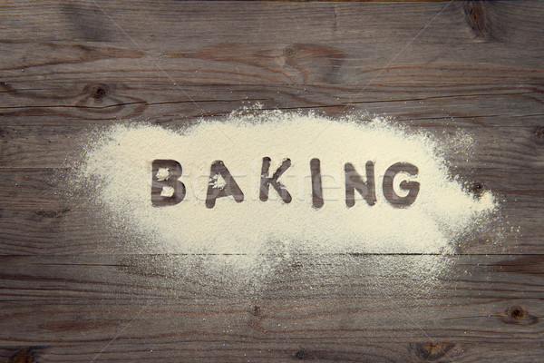 Stock photo: Word baking written in white flour