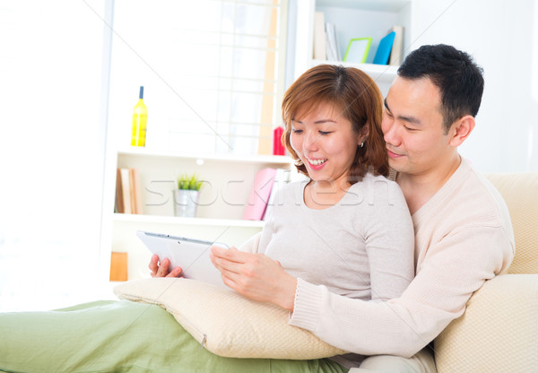 [[stock_photo]]: Asian · couple · numérique · belle · séance