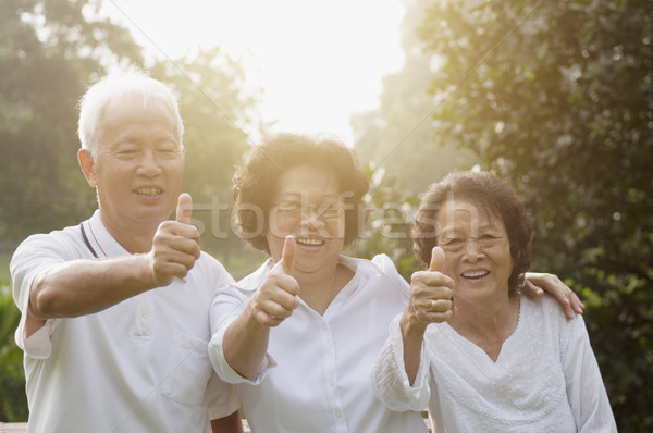 Group of Asian seniors giving thumbs up Stock photo © szefei