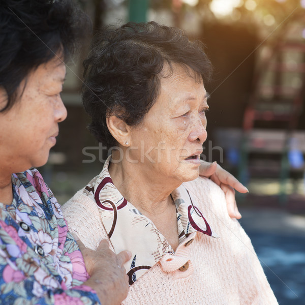 Asian elderly women chatting Stock photo © szefei