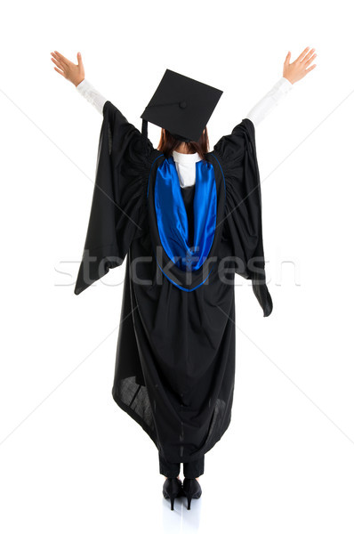 Foto d'archivio: Laurea · studente · vista · posteriore · felice · asian