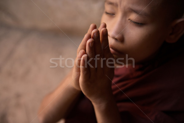 Stock foto: Buddhistisch · Anfänger · beten · jungen · Mönch