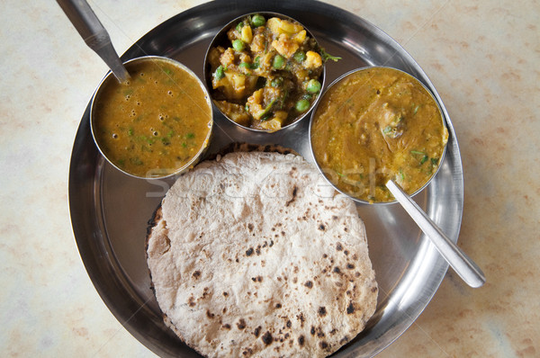 Stockfoto: Indian · maaltijd · traditioneel · indiase · keuken · vegetarisch · geserveerd