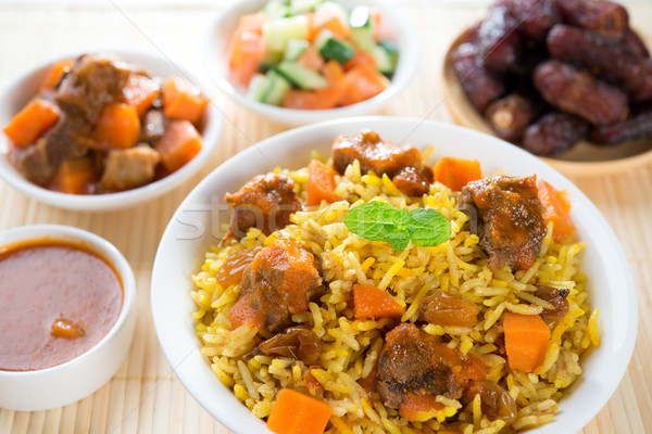 Arabski ryżu Emiraty ramadan żywności Zdjęcia stock © szefei