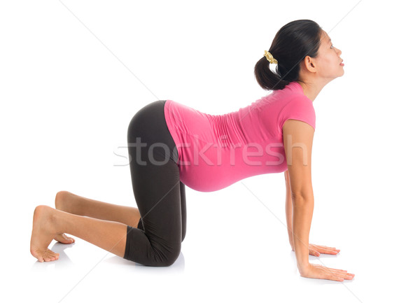 [[stock_photo]]: Asian · enceintes · yoga · poste · chat · posent