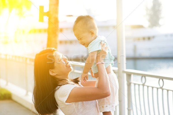 Mother and son outdoor vacations Stock photo © szefei