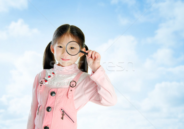 Foto stock: Natureza · pequeno · asiático · menina · câmera